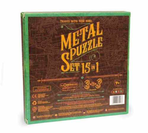 Set 15 in 1 green metal puzzle